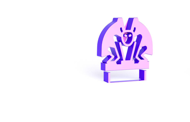Fioletowy Gargulec na piedestale ikona izolowana na białym tle. Koncepcja minimalizmu. Ilustracja 3D 3D renderowania. - Zdjęcie, obraz