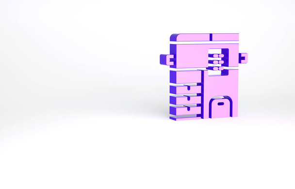 Icono de máquina de copia de impresora multifunción Purple Office aislado sobre fondo blanco. Concepto minimalista. 3D ilustración 3D render. - Foto, imagen