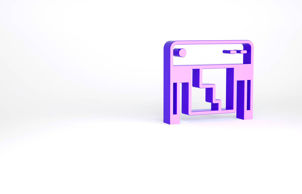 Icône de traceur violet isolé sur fond blanc. Imprimante multifonction grand format. Polygraphie, imprimerie. Concept de minimalisme. Illustration 3D rendu 3D. - Photo, image