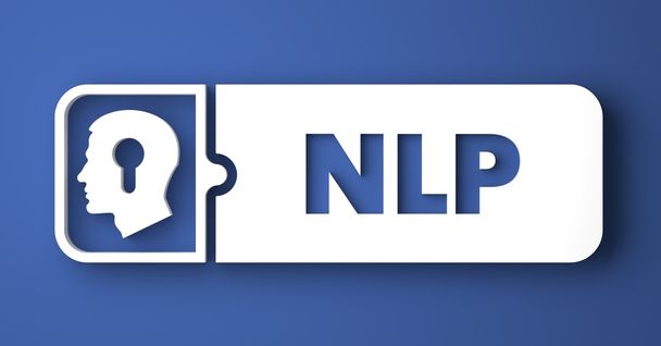 Concepto NLP sobre azul en estilo de diseño plano
. - Foto, Imagen