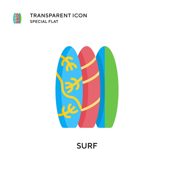 Icona del vettore del surf. Illustrazione in stile piatto. Vettore EPS 10. - Vettoriali, immagini