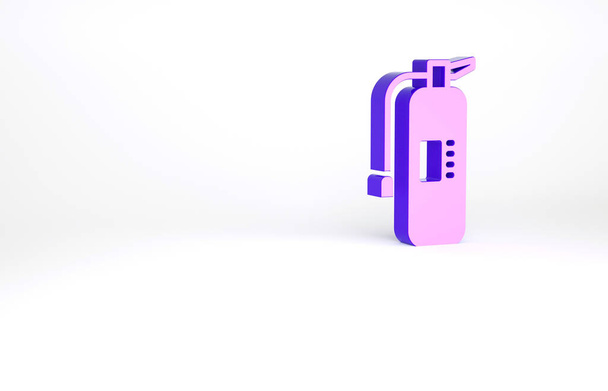 Icône de l'extincteur violet isolé sur fond blanc. Concept de minimalisme. Illustration 3D rendu 3D. - Photo, image