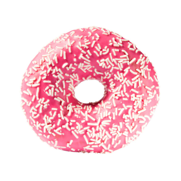 Vaaleanpunainen donitsi eristetty valkoisella pohjalla - Valokuva, kuva