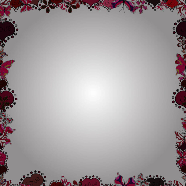 Comic style doodle frame consists of white, brown and red border. Vector. Seamless pattern. - Vektor, Bild
