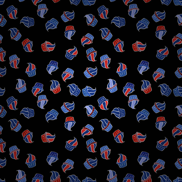Vector illustratie. Papier inpakken. Naadloos patroon van cupcakes op een blauwe, zwarte en witte achtergrond. - Vector, afbeelding
