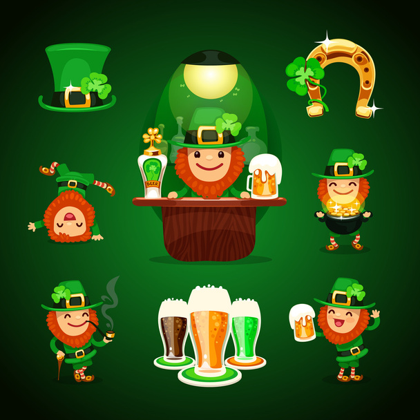 St.Patrick's Day's set with horseshoe - Vector, Image