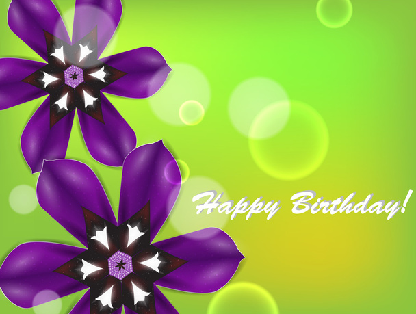Carte d'anniversaire avec des fleurs violettes
 - Vecteur, image