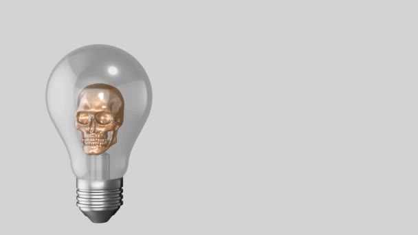Innovative horror seeming glowing skull light bulb - Footage, Video