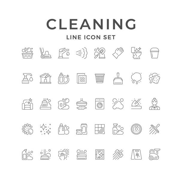 Imposta icone della linea di pulizia - Vettoriali, immagini