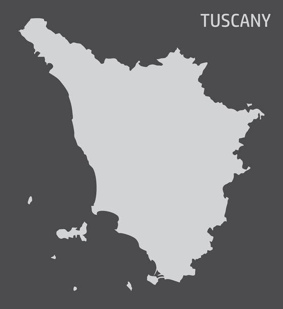 Mapa de la silueta de la región de Toscana aislado sobre fondo oscuro, Italia - Vector, Imagen