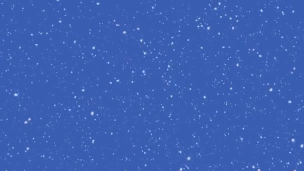 Vallende deeltjes sneeuwvlokken animatie op blauwe achtergrond. 4K - Video