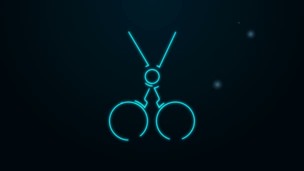 Glowing neon line Scissors hairdresser icon isolated on black background. Hairdresser, fashion salon and barber sign. Barbershop symbol. 4K Video motion graphic animation - Footage, Video