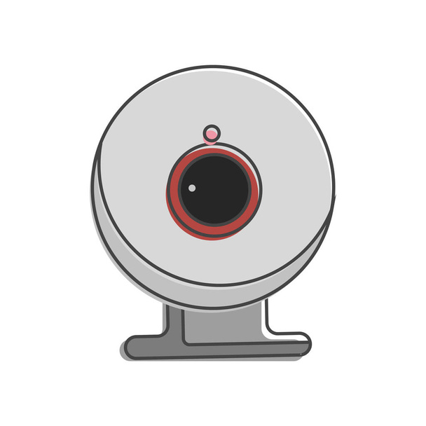 Vecteur style icône de la caméra web dessin animé sur fond blanc isolé. Calques groupés pour faciliter l'édition de l'illustration. Pour votre design. - Vecteur, image