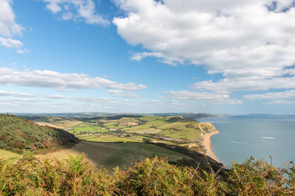 View from the summit of Golden Cap mountain on the Jurassic coast in Dorset - Φωτογραφία, εικόνα