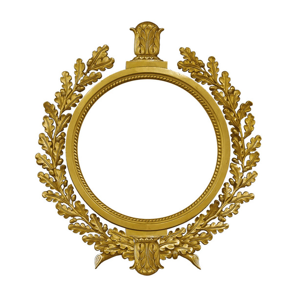 Moldura dourada para pinturas, espelhos ou fotos isoladas em fundo branco. Elemento de design com caminho de recorte - Foto, Imagem