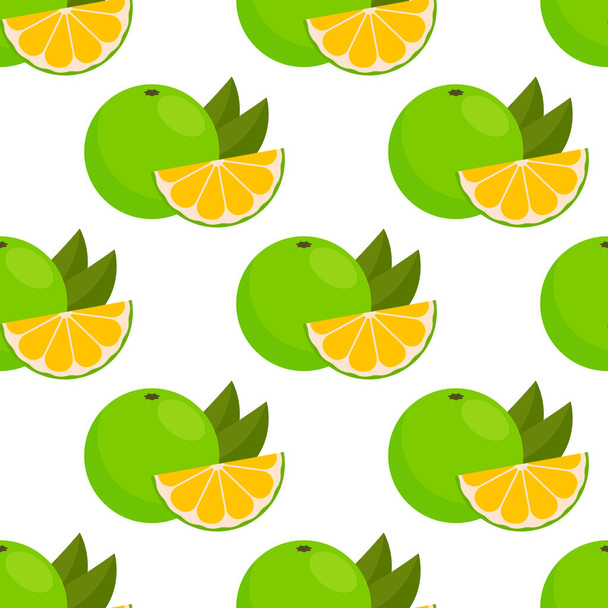 seamless pattern with white grapefruit (sweet, pomelo) on white background. vector texture. citrus background. - Vettoriali, immagini