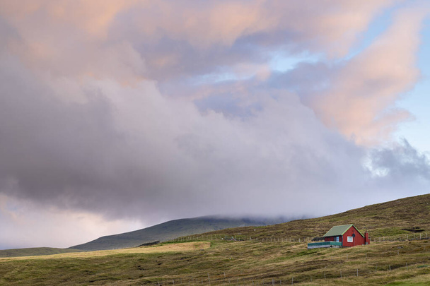 Nordic natural landscape during sunrise, Stremnoy island, Faroe Islands, Denmark. - Photo, Image
