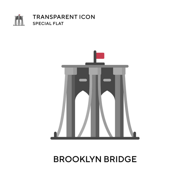 Ícone vetorial da ponte de Brooklyn. Ilustração de estilo plano. Vetor EPS 10. - Vetor, Imagem