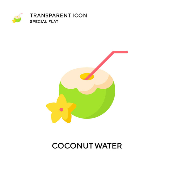 Icono de vector de agua de coco. Ilustración de estilo plano. EPS 10 vector. - Vector, imagen