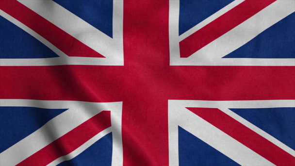 イギリスの国旗が風になびく。3Dレンダリング - 写真・画像