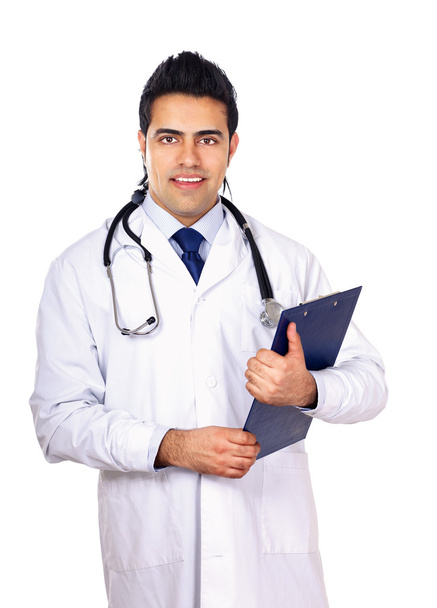 Male Doctor standing with folder - Fotoğraf, Görsel