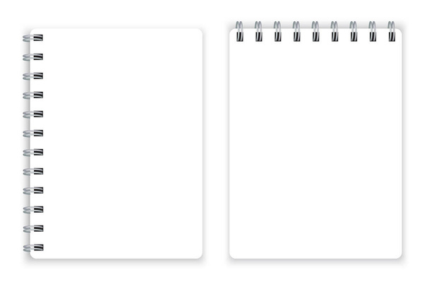 Blank notepad. Spiral notepad on top and side. Bound diary page. Vector illustration. Stock image. - Vector, Image