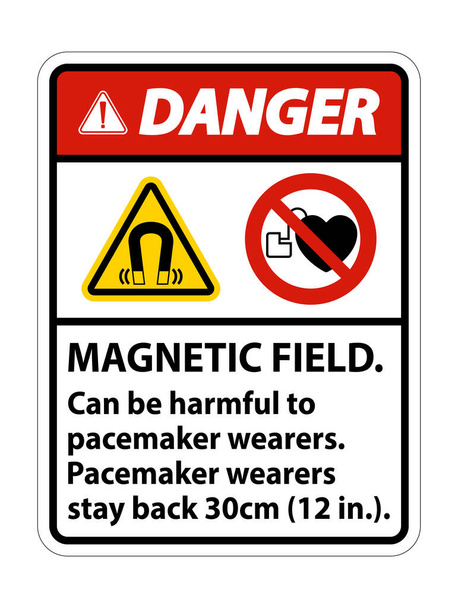 Vaara Magneettikenttä voi olla haitallista sydämentahdistin wearers.pacemaker wearers.stay takaisin 30cm  - Vektori, kuva