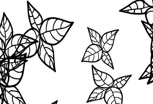 Black and White vector doodle layout with leaves. Blurred decorative design in Indian style with leaves. A new texture for your wallpaper design. - Vector, imagen