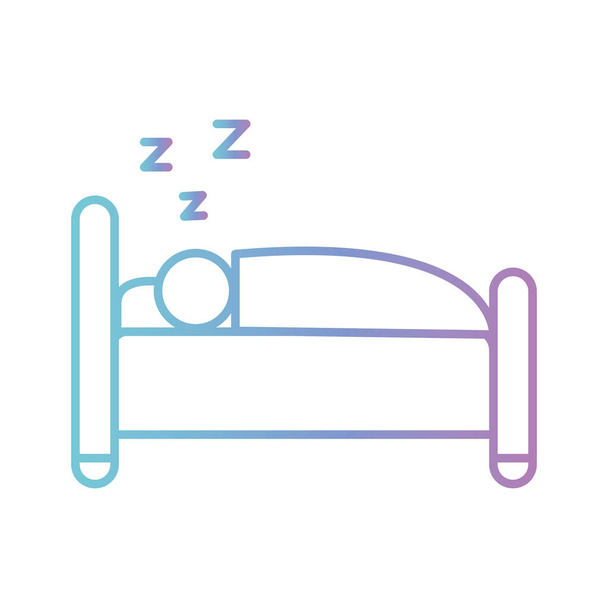 nukkuva mies sängyssä kaltevuus tyyli kuvake vektori suunnittelu - Vektori, kuva