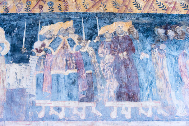 Mtskheta, Georgië - Oude muurschildering in de kathedraal van Svetitskhoveli in Mtskheta, Mtskheta-Mtianeti, Georgië. Het maakt deel uit van het Werelderfgoed - Historische monumenten van Mtskheta. - Foto, afbeelding