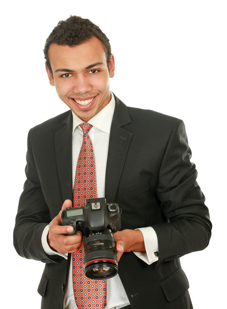 Smiling professional photographer - Foto, imagen