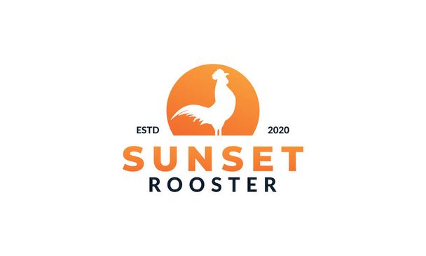 κόκορας κορνάρουν στο λογότυπο ηλιοβασίλεμα εικονίδιο διάνυσμα εικόνα - Διάνυσμα, εικόνα