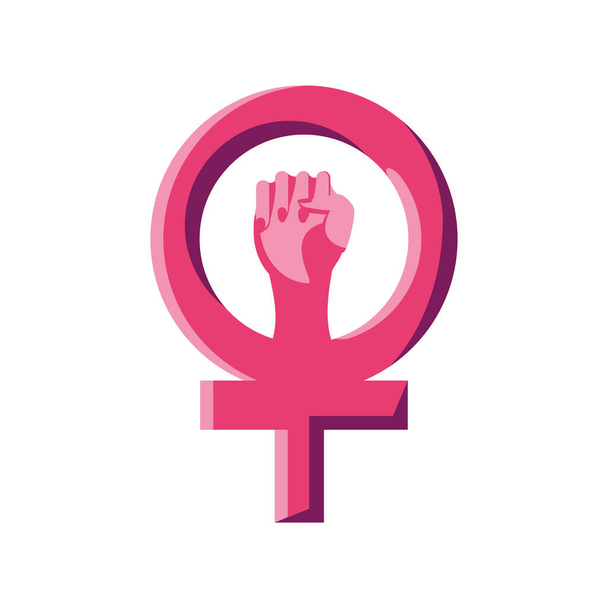 фемінізм жіноча стать з кулаком детальний стиль значок Векторний дизайн
 - Вектор, зображення