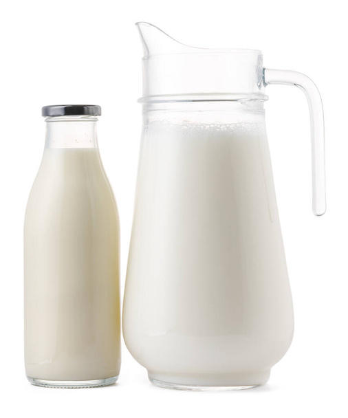 Glassware full of fresh milk isolated on white - Zdjęcie, obraz
