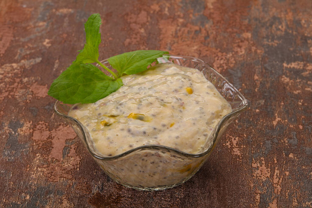 Pudding with chia and passion fruit served mint - Photo, Image