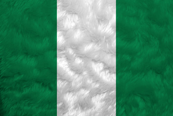 Asciugamano bandiera modello tessuto della Nigeria, piega di sfondo bandiera nigeriana. Una tribanda verticale bicolore di verde bianco e verde. - Foto, immagini