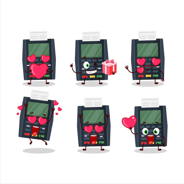 Terminal bank card cartoon character with love cute emoticon - Vektor, kép
