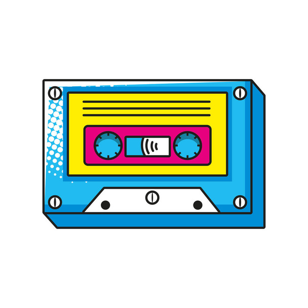pop art cassette estilo detallado icono de diseño vectorial - Vector, Imagen