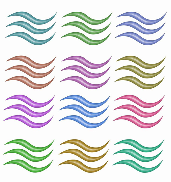 Ocean, meri aallot vektori kuvitus tasainen yksinkertaisia viivoja, kuvakkeet, symbolit asetettu. Vektoriesimerkki - Vektori, kuva
