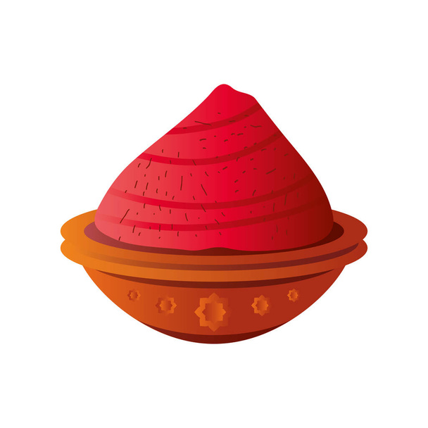 diwali red powder on bowl detailed style icon vector design - Vector, Imagen