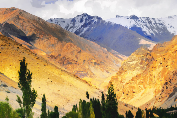 Kallioiset maisemat Ladakh, Jammu ja Kashmir, Intia - Valokuva, kuva