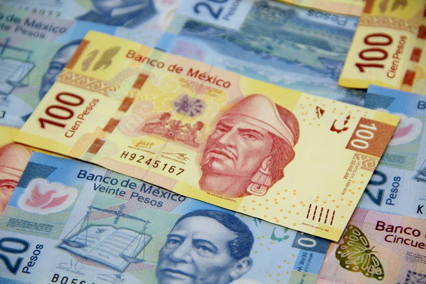 Mexicaanse geld rekeningen achtergrond - Foto, afbeelding