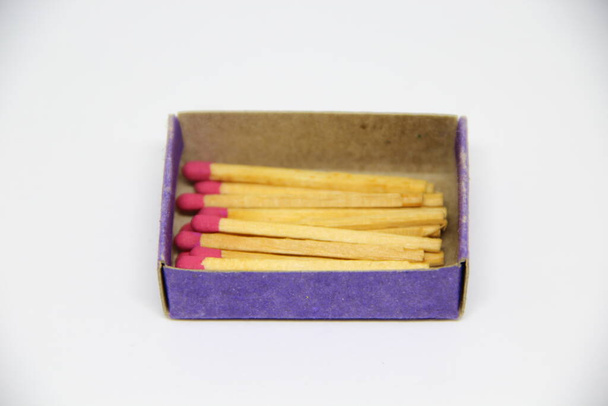 matchsticks in matchbox on white background - Photo, Image