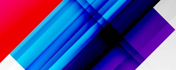 Геометрический абстрактный фон с теневыми линиями, современными формами, прямоугольниками, квадратами и градиентами жидкости. Яркие красочные полосы прохладный фон - Вектор,изображение
