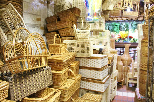 View of the wicker baskets of vines on market  - Photo, Image