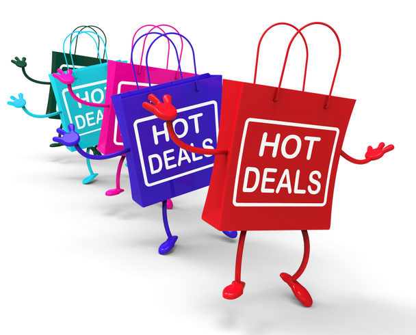 Hot Deals Bags Represent Shopping  Discounts and Bargains - Photo, Image