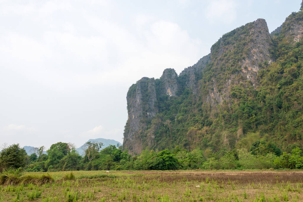 Vang Vieng, Laos - Nature image of Vang Vieng. a famous Landscape in Vang Vieng, Vientiane Province, Laos. - Zdjęcie, obraz