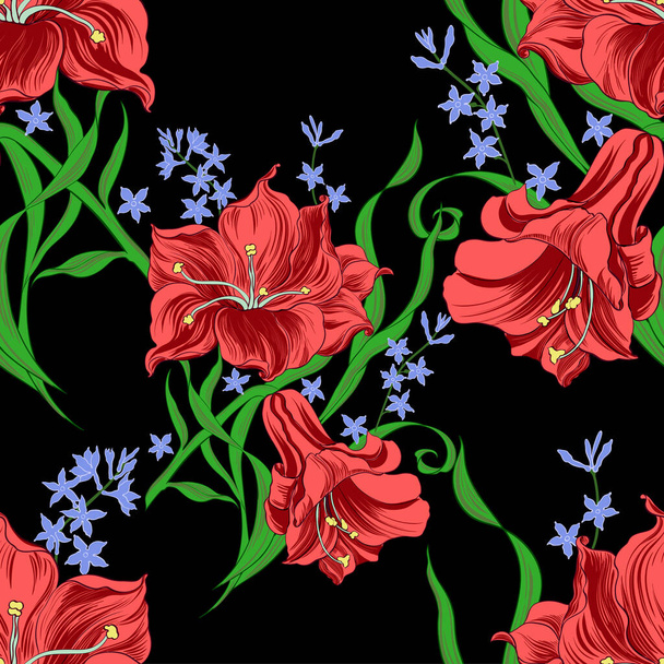 Vector. Bouquet of flowers. Seamless background. Abstract composition of plants. Use printed materials, textile prints, objects, websites, maps, postcards. - Vektori, kuva