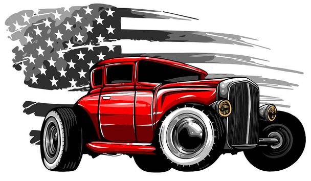 Vector Cartoon Retro Hot Rod vector illustratie ontwerp - Vector, afbeelding