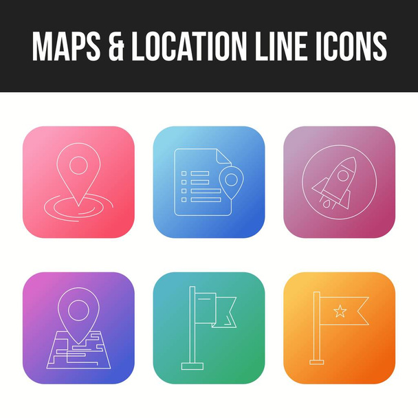Unikalny zestaw ikon map i ikon linii lokalizacji - Wektor, obraz